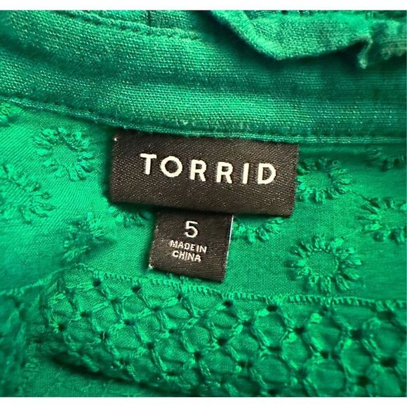 Torrid Green Sleeveless Top With Crochet Detail Sz 5X - Picture 4 of 5